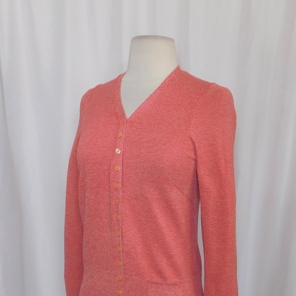 Anthropologie HWR Pink Red Heathered Cardigan Sweater Buttons Pocket Medium - Picture 5 of 10